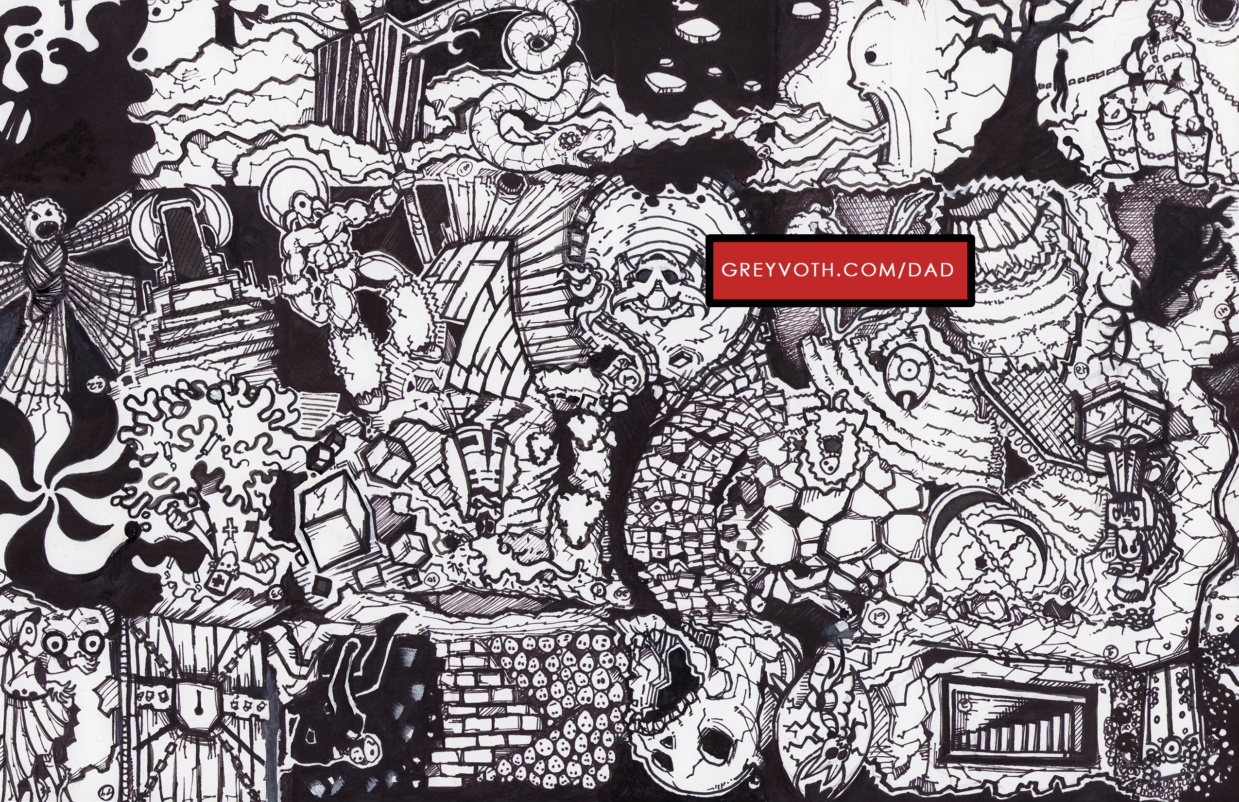 Complete dungeon illustration, inverted